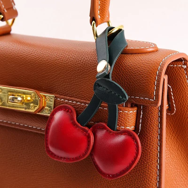 Leather Cherry Keychain Pendant Farmhouse Style Accessory for Bags Popular Product