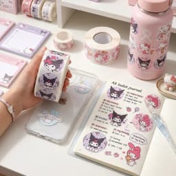 Sanrio Kuromi Stickers, Waterproof Roll Paper Stickers, Cinnamon Dog and My Melody Cartoon Waterproof Stickers