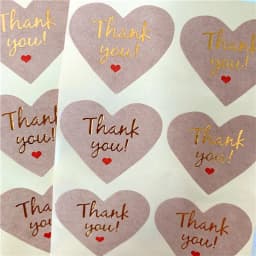 1000 Pcs/lot Cute Gilding Gold Heart Thank You Handmade Cake Packaging Sealing Label Kraft Sticker Baking DIY Gift Stickers