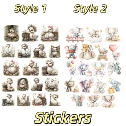 1 Set Watercolor Cute Kawaii Kindergarten Elephant Stickers DIY Diary Decoration Album Style Stationery Journal Supplies