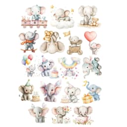 1 Set Watercolor Cute Kawaii Kindergarten Elephant Stickers DIY Diary Decoration Album Style Stationery Journal Supplies