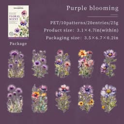 JIANWU 20 Sheets Floral Scent Series Vintage Flower Landscaping Material Collage PET Sticker Creative DIY Journal Stationery