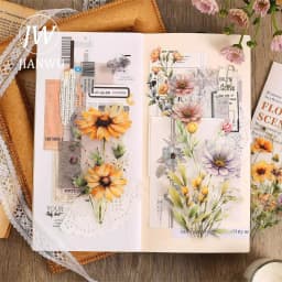 JIANWU 20 Sheets Floral Scent Series Vintage Flower Landscaping Material Collage PET Sticker Creative DIY Journal Stationery