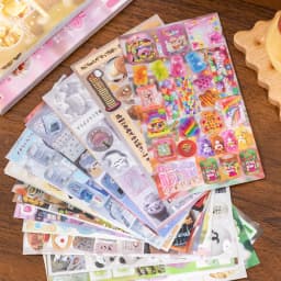 20 Pcs Kawaii Japanese Showa style cuisine glitter film die-cutting sticker book DIY handmade scrapbook aesthetic stationery