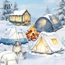 JIANWU Vintage Camping Tent Landscape Material Collage Scrapbooking Sticker Creative DIY Journal Stationery