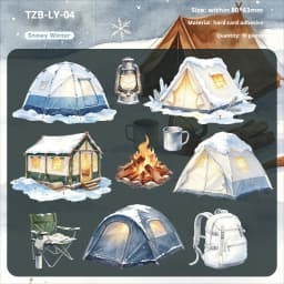 JIANWU Vintage Camping Tent Landscape Material Collage Scrapbooking Sticker Creative DIY Journal Stationery