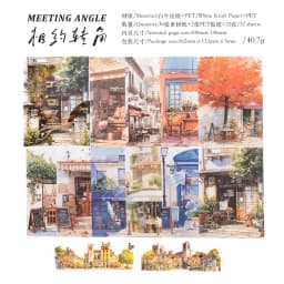 32pcs Japanese landscape PET+paper die-cutting stickers DIY collage stickers cutting materials handmade diary album