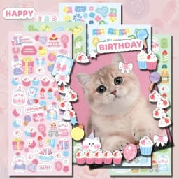 MOHAMM-Cute Cartoon Glitter Laser Animal Stickers, Photo Frames Greeting Cards, Diary Journal Decorative Materia, 12 Sheets