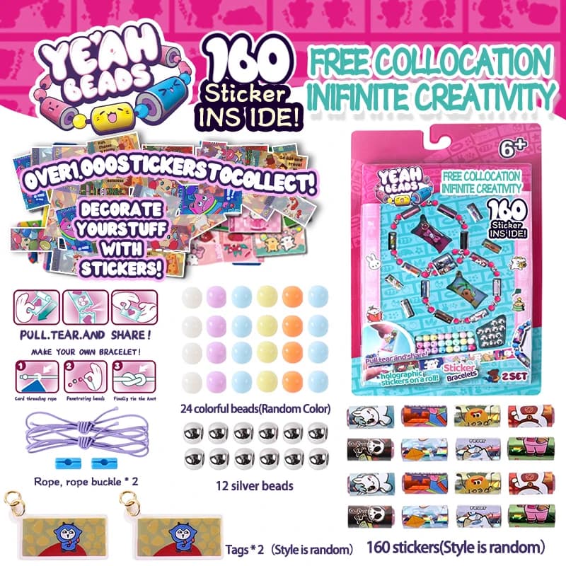 80/160 pcs hot selling toy sticker creative funny stationery stick rolls Sticker bracelet colorful