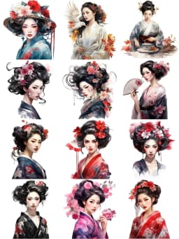 12Pcs/Pack Japanese Girls Sticker DIY Craft Scrapbooking Album Junk Journal Decorative Stickers