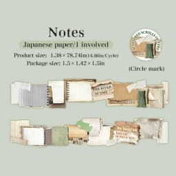 Journal GO 3.5cmx2m Retro Film Washi Tape, Die-cut Vintage Paper Decals for Journaling, Scrapbooking, Planners & DIY Crafts