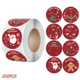 50-500Pcs Christmas Tree Santa Claus Merry Christmas Stickers 2.5cm Thank You Stickers for Gift Sealing Holiday Candy Bag Decor
