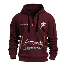 Suzuki Hayabusa Logo Motorcycle Team 2026 New Fashionable Outdoor Sports Men's Half Zipper Pocket Women's Sports Hoodie