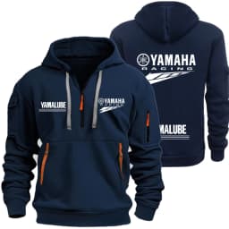Yamaha Spring/Autumn Men's Hooded Sweater with Zipper and Multiple Pockets Crewneck Shirt Men's Outdoor Sports Leisure Hoodie