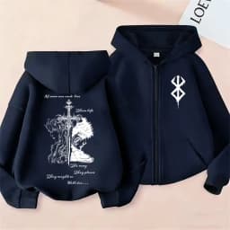Anime Berserk Griffith with Guts Merch Zipper Hoodie Retro Manga Skull Knight Gatsu Zodd Zip Up Jacket Men Women Fashion Hoodies