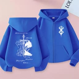 Anime Berserk Griffith with Guts Merch Zipper Hoodie Retro Manga Skull Knight Gatsu Zodd Zip Up Jacket Men Women Fashion Hoodies