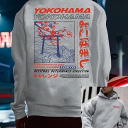 Men's Autumn and Winter Casual Fashion Loose Tokyo Pattern Printed Long-Sleeved Hooded Sweatshirt Warm Pullover