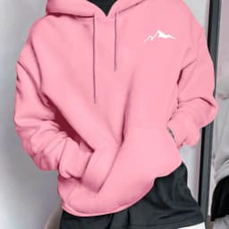 Men's Autumn and Winter Casual Fashion Loose Mountain Graphic Print Long Sleeved Hooded Sweatshirt Warm Pullover