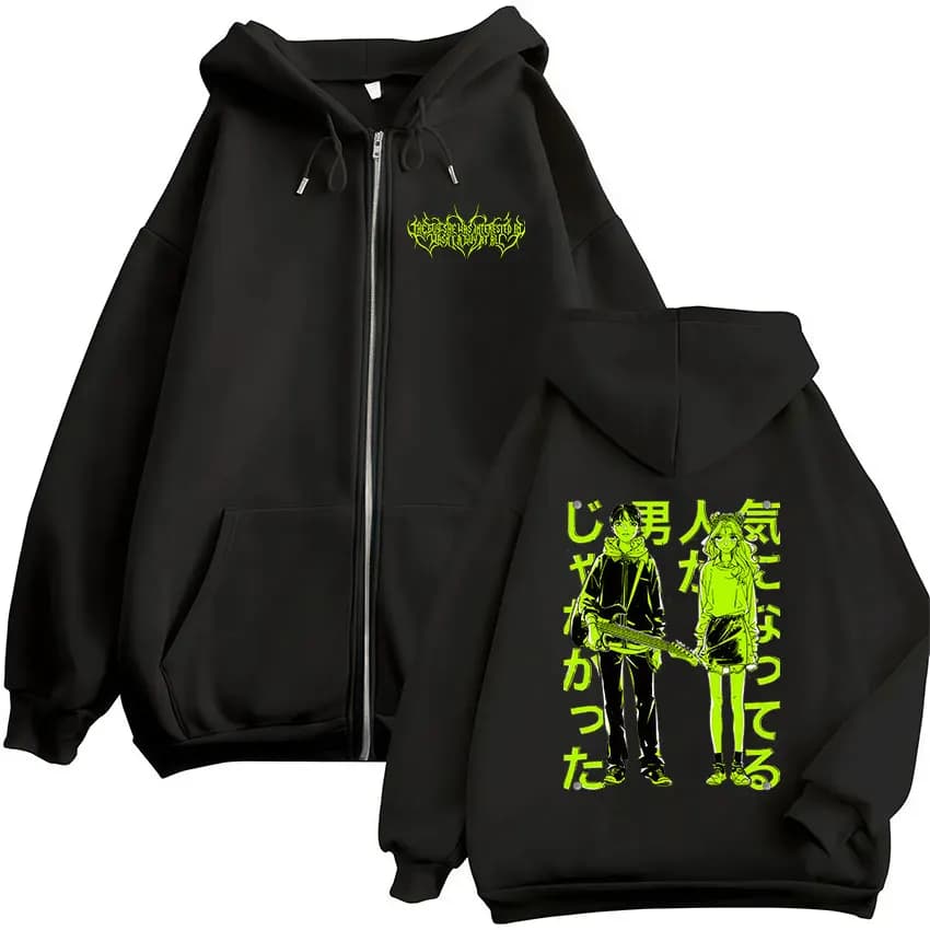 The Guy She Was Interested in Wasn't A Guy At All Anime Zipper Hoodies Men Women Harajuku Zip Up Hooded Sweatshirts Jackets Coat