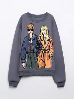 Sivatu TRAF Women Sweatshirts 2026 New Fashion Beauty Girls Print Casual Sweatshirts Female O Neck Hoodies Chic Pullovers Tops