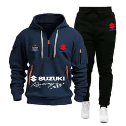 Suzuki Motorcycle Racing Team 2026 New Men's Half Zipper Hoodie and Pants Set Spring Men's Sportswear Women's Set