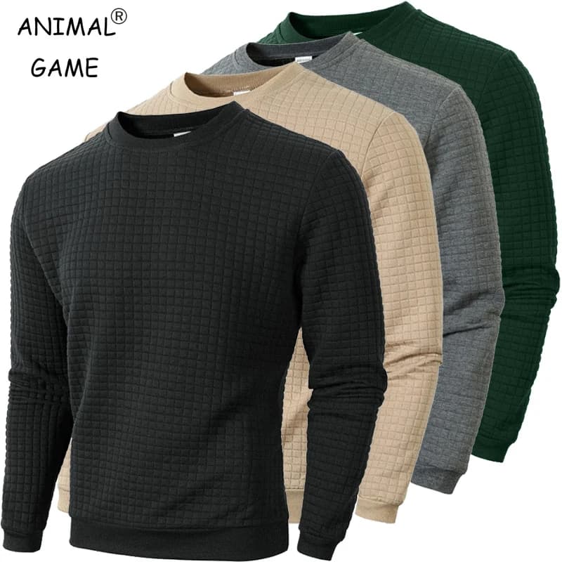 Autumn Men's Crewneck Sweatshirts Soild Color Fall Warm Sweaters Long Sleeve Casual Pullover Shirt Outdoor Lightweight Coats