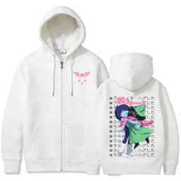 Game Deltarune Ralsei Kris Zipper Hoodie Men Casual Humor Harajuku Zip Up Jacket Unisex Long Sleeve Oversized Zip Up Sweatshirt