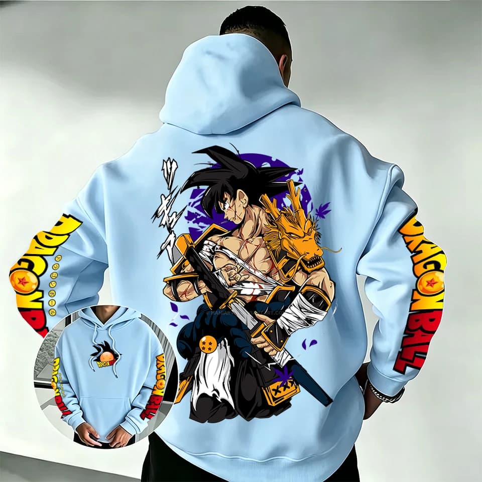 Dragon Ball Son Goku Samurai Dragon Hoodie 2026 New Japanese Anime Fashion Y2K Casual Sportswear Men's Couple Hooded Sweatshirt