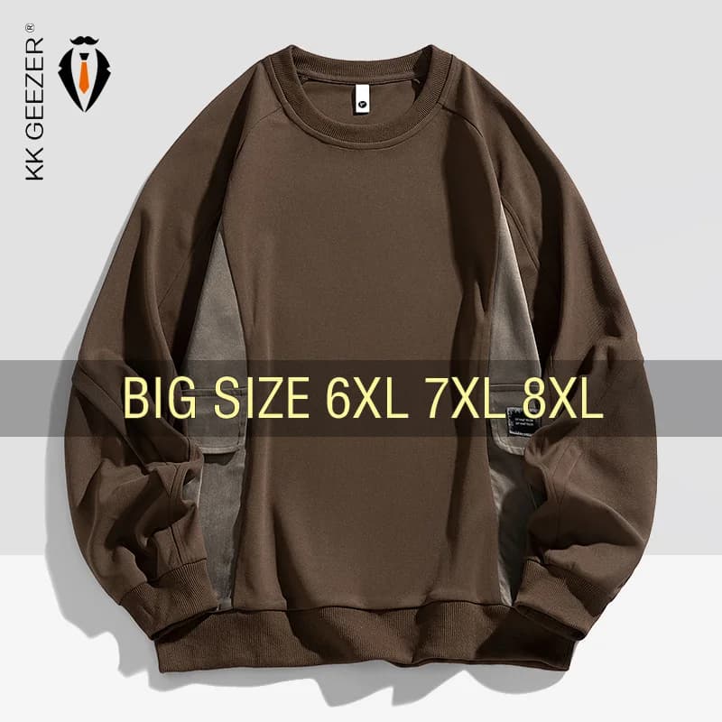 Men Sweatshirts Hoodie Pocket Oversized 6XL 7XL 8XL Plus Size Long Sleeve Break Tops Jogging Streetwear Fashion High Quality