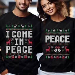 Matching Couples Christmas Funny Couple Hoodie I Come in Peace Classics Sweatshirts Men Women Winter New Year Xmas Warm Pullover