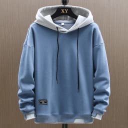 Men's Casual Loose Long Sleeve Hoodie Sweatshirt Spring Autumn New Style Trendy Fake Two-Piece Youth Top Polyester Fabric