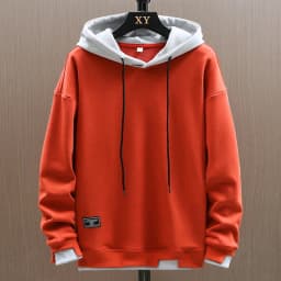 Men's Casual Loose Long Sleeve Hoodie Sweatshirt Spring Autumn New Style Trendy Fake Two-Piece Youth Top Polyester Fabric