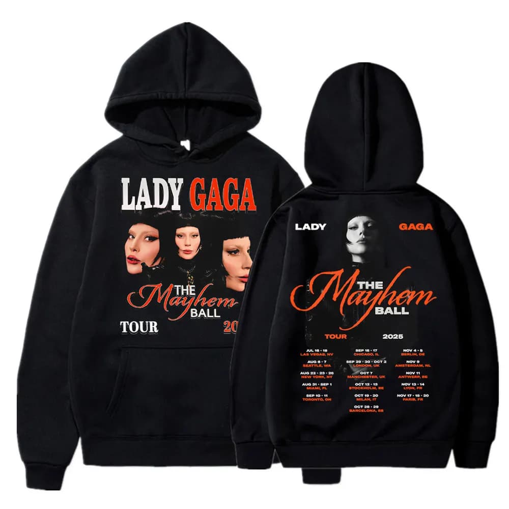 Lady Gaga Mayhem Tour 2025 Hoodies Men Women Trendy Vintage Y2k Popular Sweatshirt Fleece Oversized Casual Pullovers Streetwear