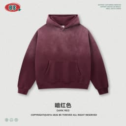Vintage Navy Blue Spray Wash Plush Hoodies for Men Oversized Fleece Hooded Pullover Autumn and Winter Cotton Clothing Warm