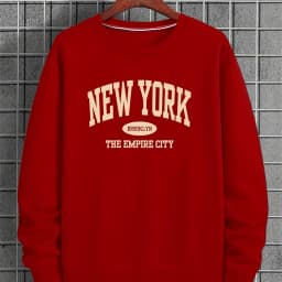 Men's Autumn and Winter Fashionable Casual Loose Fit New York Letter Pattern Printed Long Sleeved Round Neck Sweatshirt