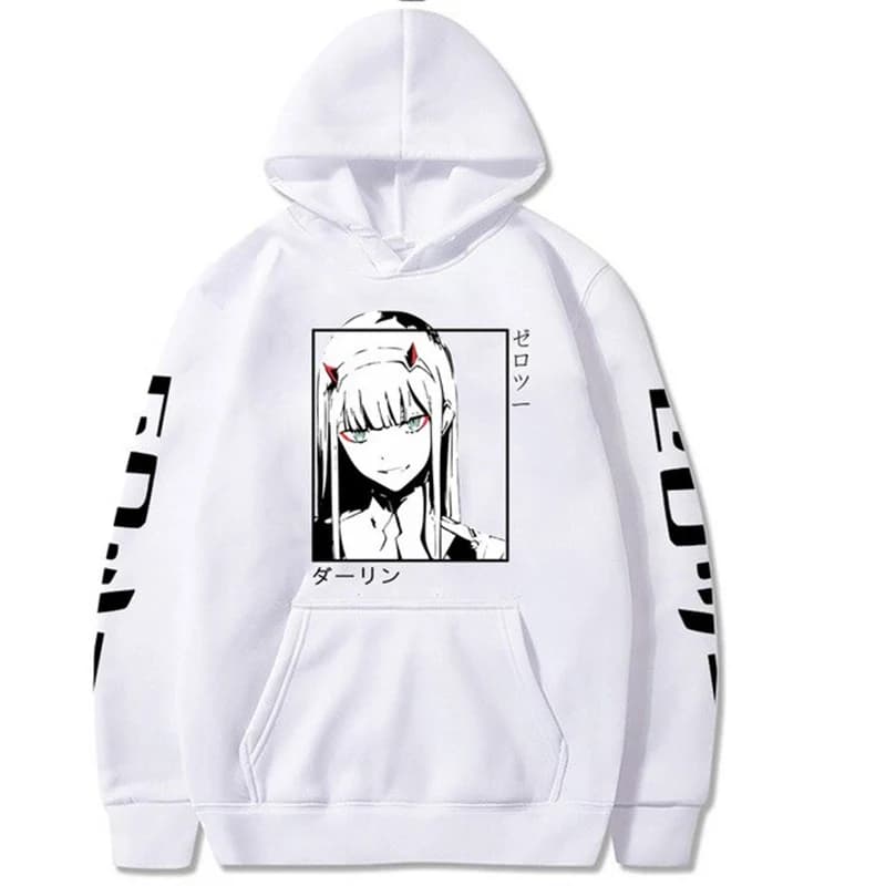 Harajuku Anime Darling In The Franxx Zero Two Graphic Print Hooded Men Women Hoodies Casual Sweatshirt Female Trendy Pullover