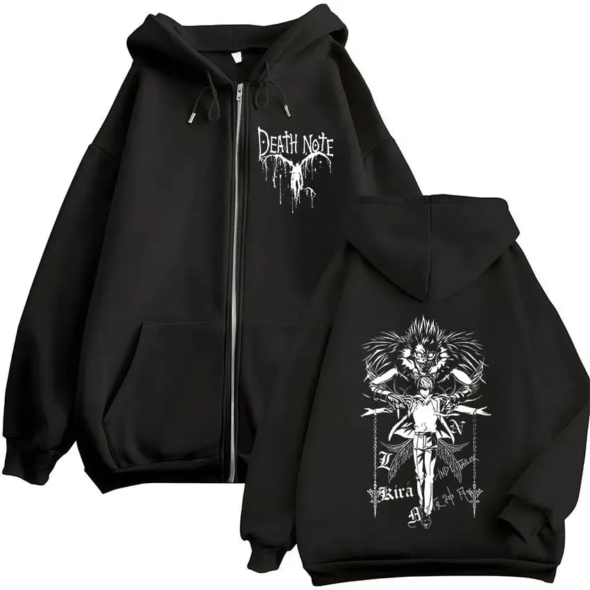 Anime Death Note Ryuk Yagami Light Zipper Hoodies Men Women Clothing Fashion Casual Loose Zip Up Hooded Sweatshirts Jacket Coats