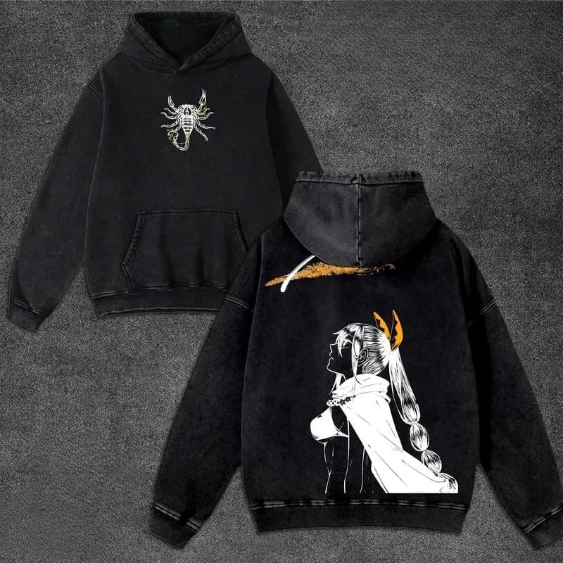 Re Zero Anime Clothing Shaula Graphic Hooded Men Women Cotton Hoodies Vintage Washed Sweatshirt Harajuku Oversized Streetwear