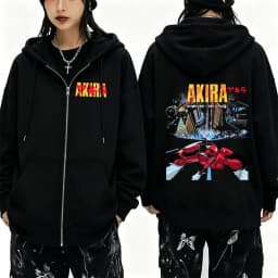 Japanese Movie Anime Akira Shotaro Kaneda Zipper Hoodie Men Women Clothing Oversized Streetwear Male Vintage Zip Up Jacket Coat