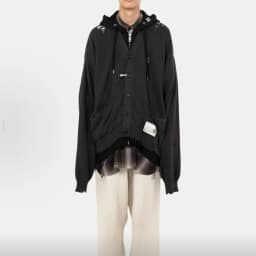 Vintage Washed Fake Three Piece Hooded Knit Cardigan For Men Ripped Destroyed Plaid Splice Layered Street Style Jacket