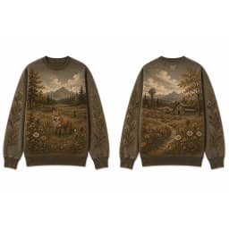 Vintage Wilderness Wildlife Graphic Crew Neck Sweatshirt Men Outdoor All Over Print Pullover Men's And Women's Casual Streetwear