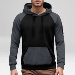 Men's Long Sleeve Color Blocked Pullover Hoodie With Zipper Pocket Fleece Lined And Thickened Hoodies for Men Pullover