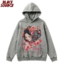 T240 Men's Women's Anime Dragon Floral Print Hoodie, Casual Pullover Hooded Sweatshirt, Comfortable Loose Fit Daily Wear