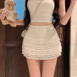 Korean Style High Waist Lace Short Skirt Women's Sweet Spicy Girl Cake Half Body Skirt Breathable Skin-Friendly Casual Leisure