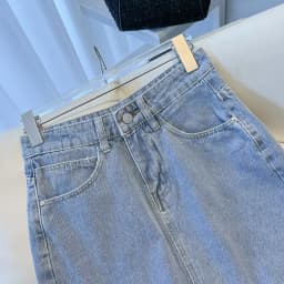 Light Blue Denim Asymmetrical High Waist Slimming Skirt for Women Summer 2023 New Style A-Line Split Skirts