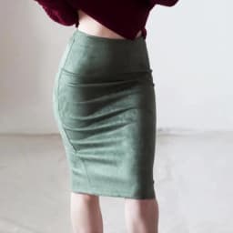 Fashion Empire Skirts 2024 Spring Faux Suede Pencil Skirt High Waist Bodycon Split Thick Stretchy Skirts