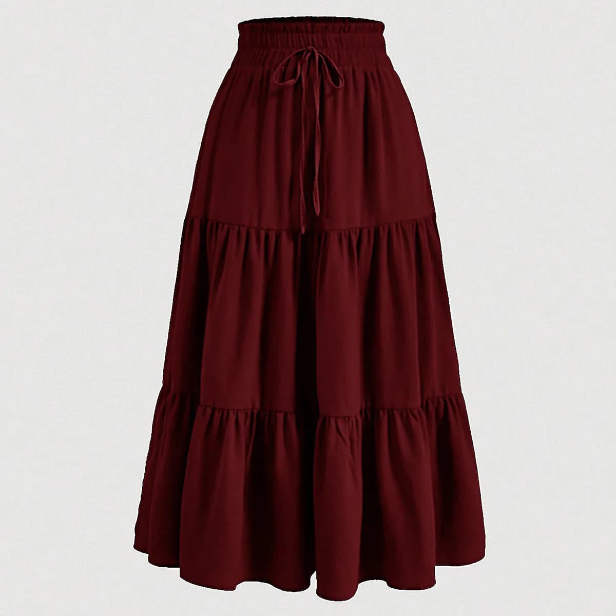 Women's Summer Solid Color Bohemian A-line Midi Skirts 2025 New Female Vacation Casual Loose Faldas