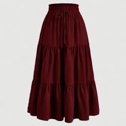 Women's Summer Solid Color Bohemian A-line Midi Skirts 2025 New Female Vacation Casual Loose Faldas