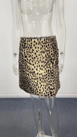 Fashion Leopard Print Faux Fur Women's Skirt Autumn Winter Straight Midi Skirts Lady New Elegant Chic Fashion Clothes 2026