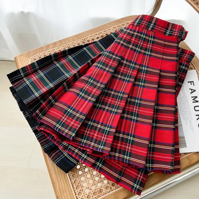 High Waist Plaid A-Line Skirt Women's Spring Summer Autumn Winter New Korean Style Student Pleated Skirt Short Pants